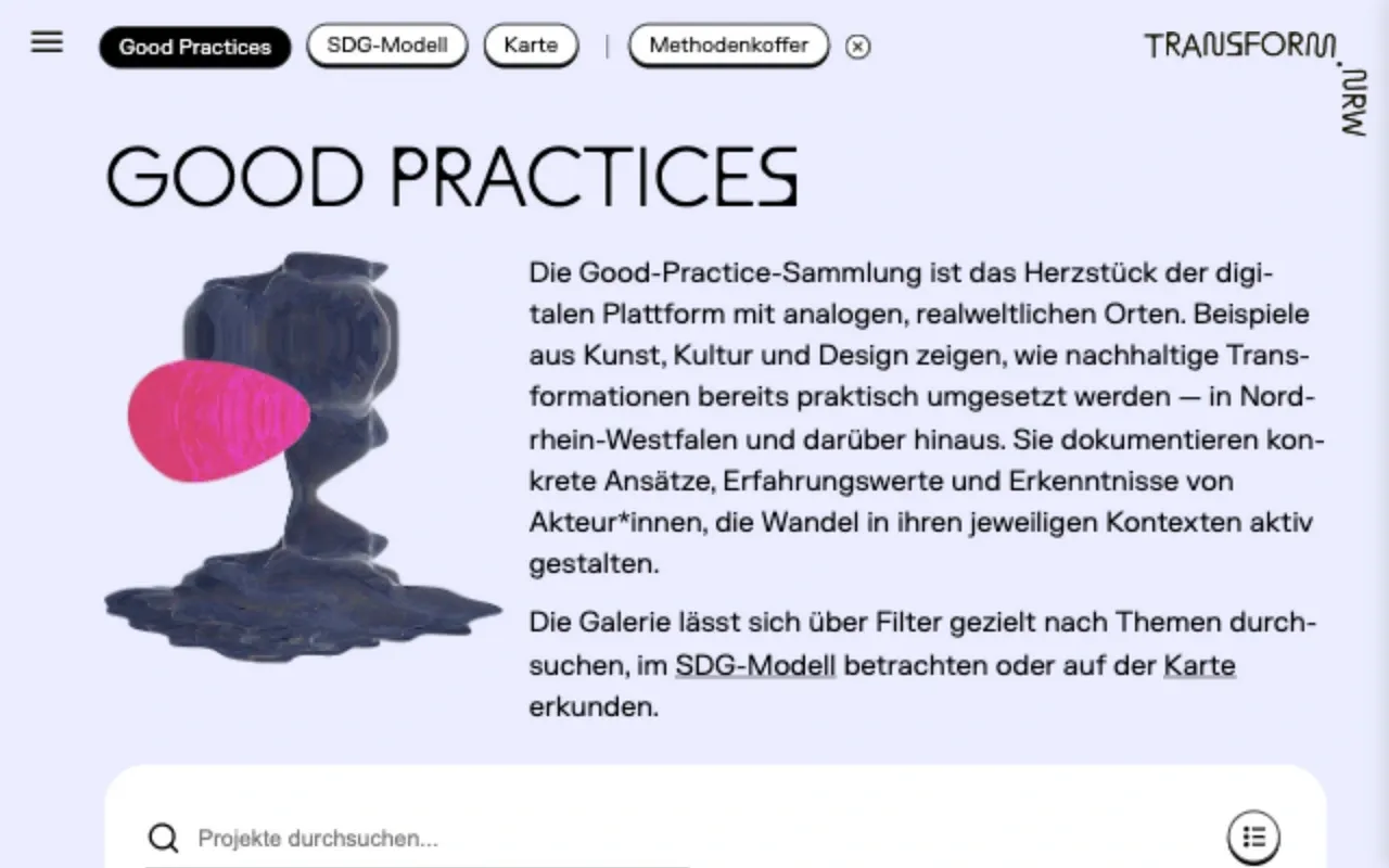 Die Sammlung, filterbar nach Zielen und Schlagworten